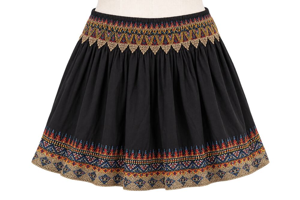 Joie Posey Caviar Black Embroidered Boho Mini Skirt - Size S - NWT